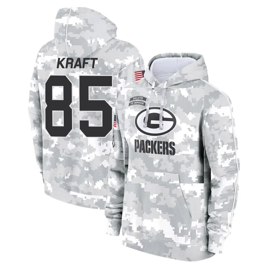 harde GB.Packers #85 Tucker Kraft Player Camo Salute To Service Hoodies Game Stitched Jerseys