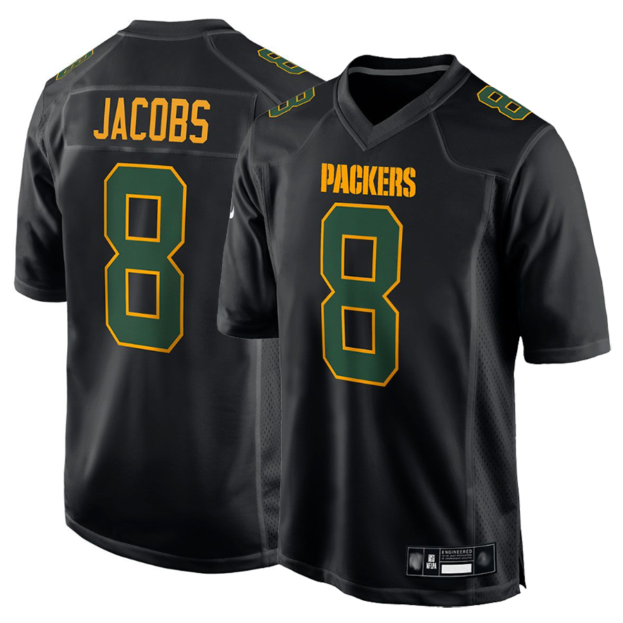 harde GB.Packers #8 Josh Jacobs Player Black Fashion Game Stitched Jerseys