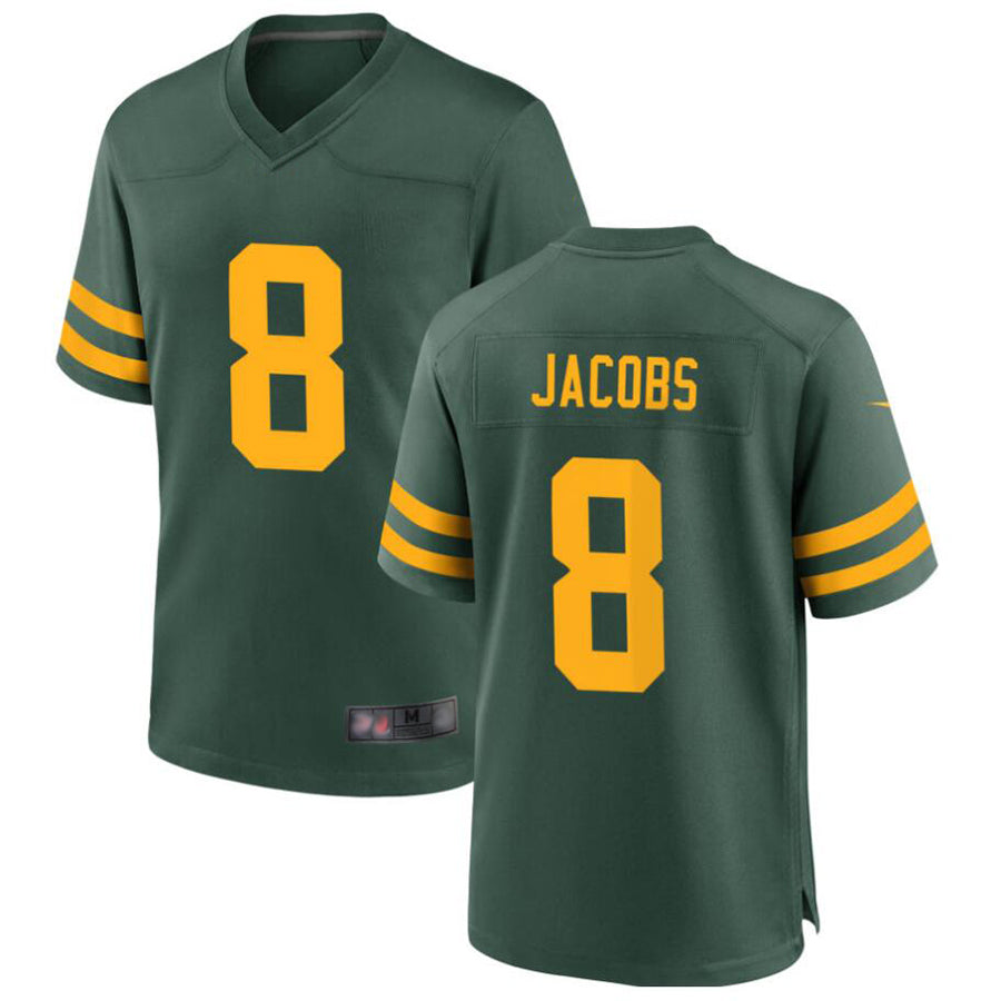 harde GB.Packers #8 Josh Jacobs Player Green Home Replica Stitched Jerseys