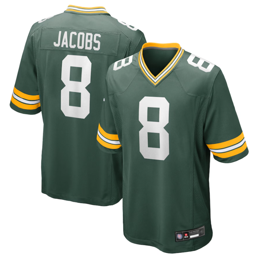 harde GB.Packers #8 Josh Jacobs Player Green Replica Game Stitched Jerseys
