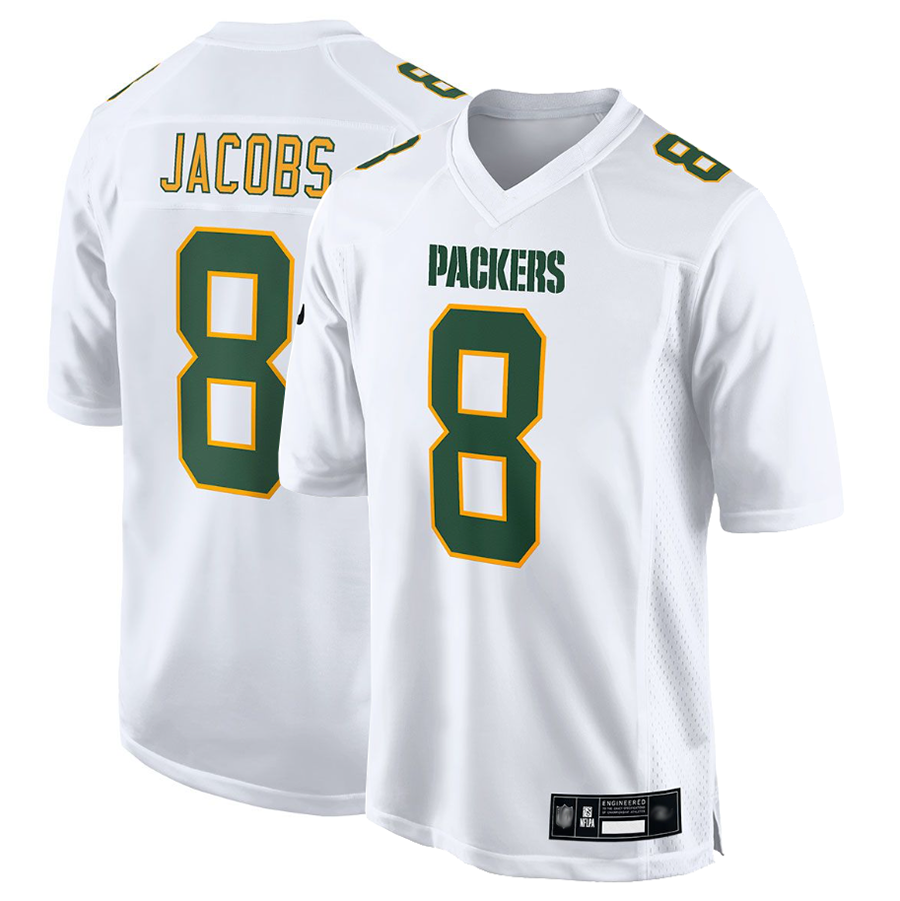 harde GB.Packers #8 Josh Jacobs Player White Fashion Game Stitched Jerseys