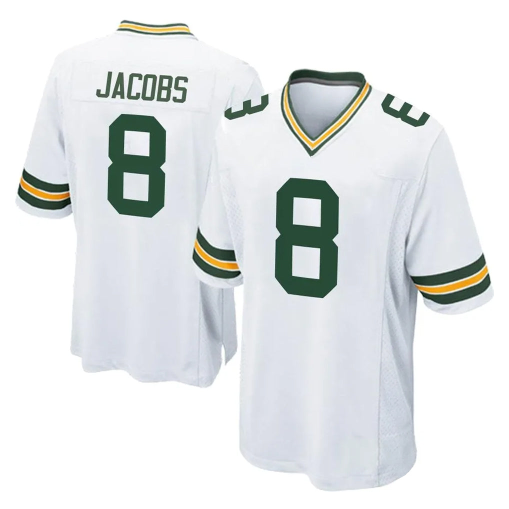 harde GB.Packers #8 Josh Jacobs Player White Home Game Stitched Jerseys