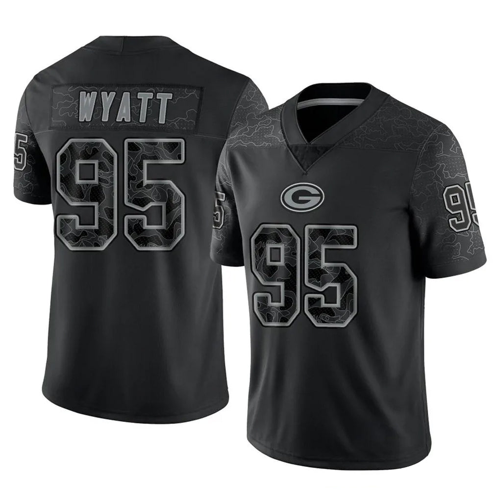 harde GB.Packers #95 Devonte Wyatt Player Black Reflective Limited Home Game Stitched Jerseys