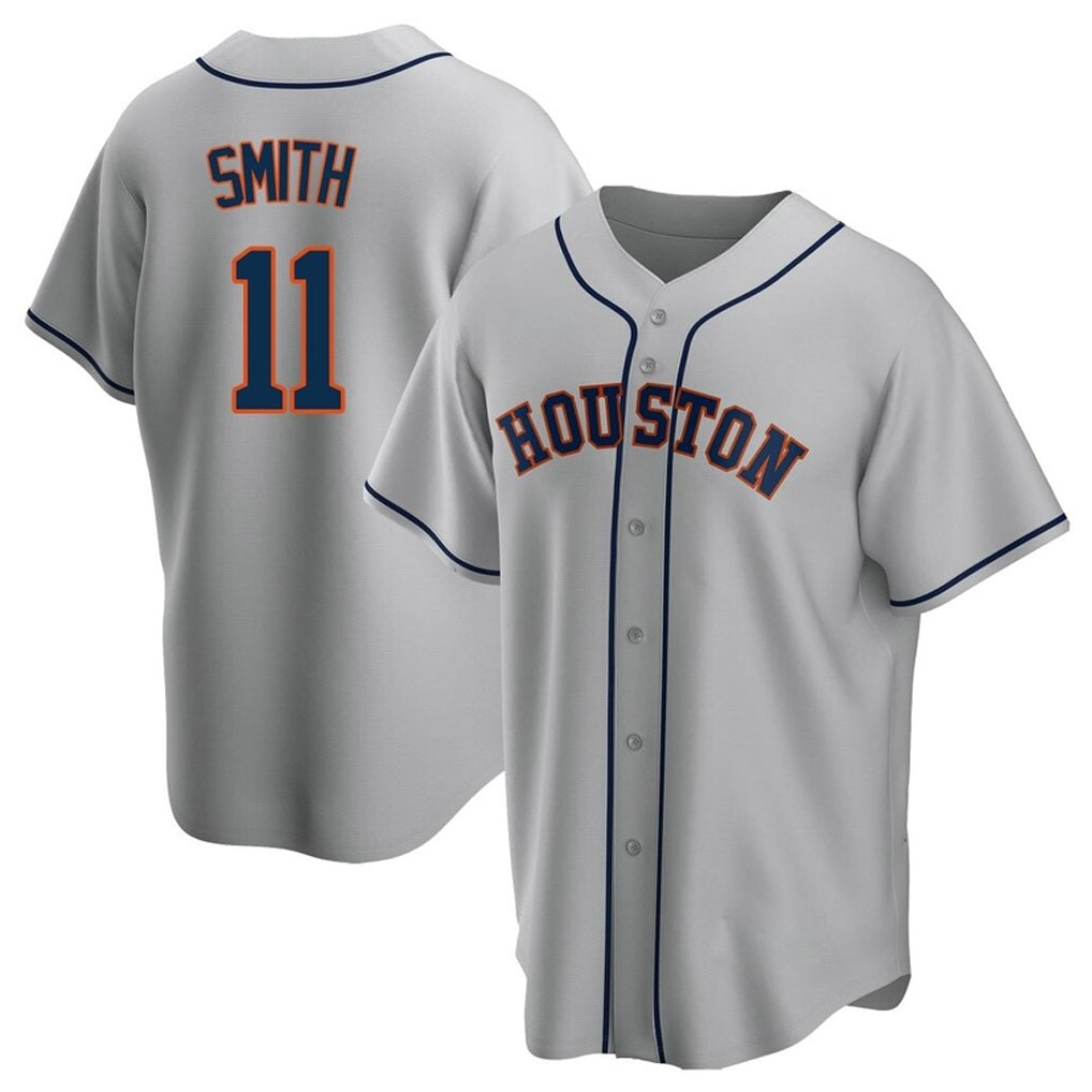 harde H.Astros #11 Cam Smith Player Gray Home Game Stitched Jerseys