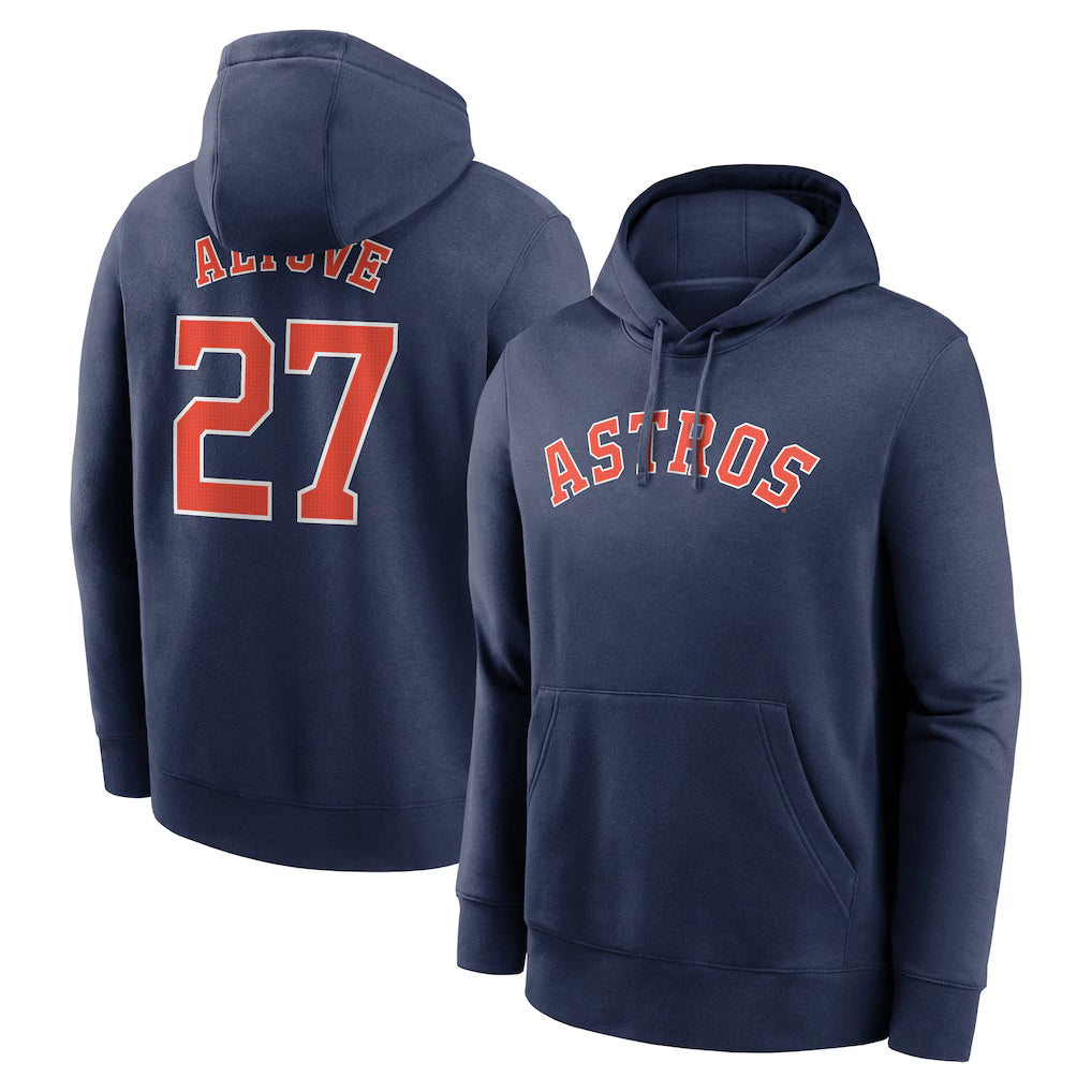 harde H.Astros #27 Jose Altuve Player Navy Club Fleece Pullover Hoodie Stitched Jerseys
