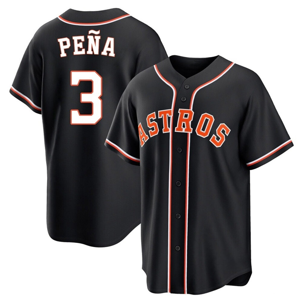 harde H.Astros #3 Jeremy Pe?a Player Black Fashion Out Home Game Stitched Jerseys