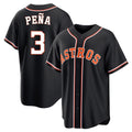 harde H.Astros #3 Jeremy Pe?a Player Black Fashion Out Home Game Stitched Jerseys