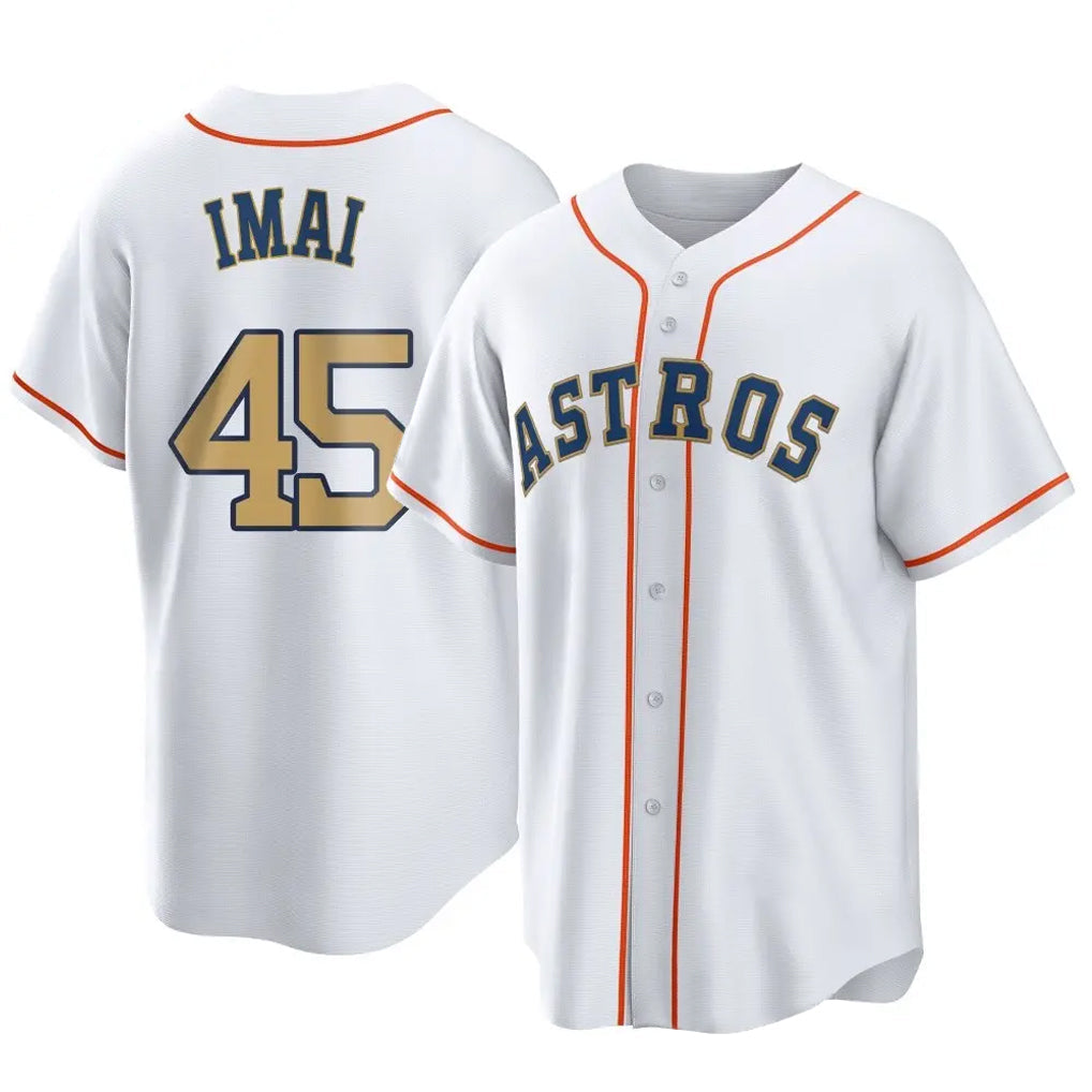 harde H.Astros #45 Tatsuya Imai Player Gold Collection Game Home Stitched Jerseys