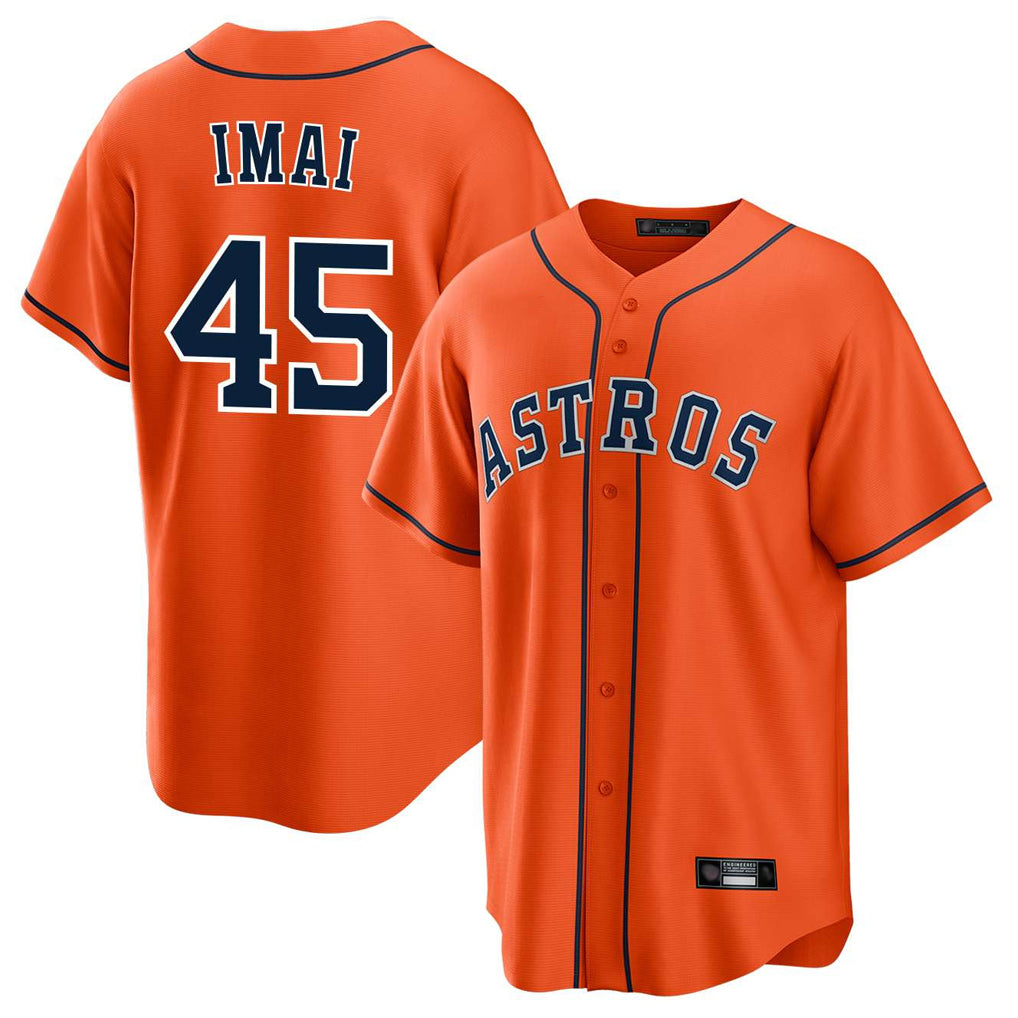 harde H.Astros #45 Tatsuya Imai Player Orange Home Game Stitched Jerseys
