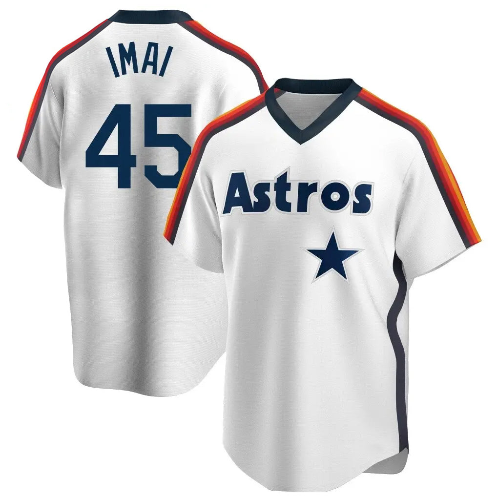 harde H.Astros #45 Tatsuya Imai Player White Cooperstown Collection T-shirt Stitched Jerseys