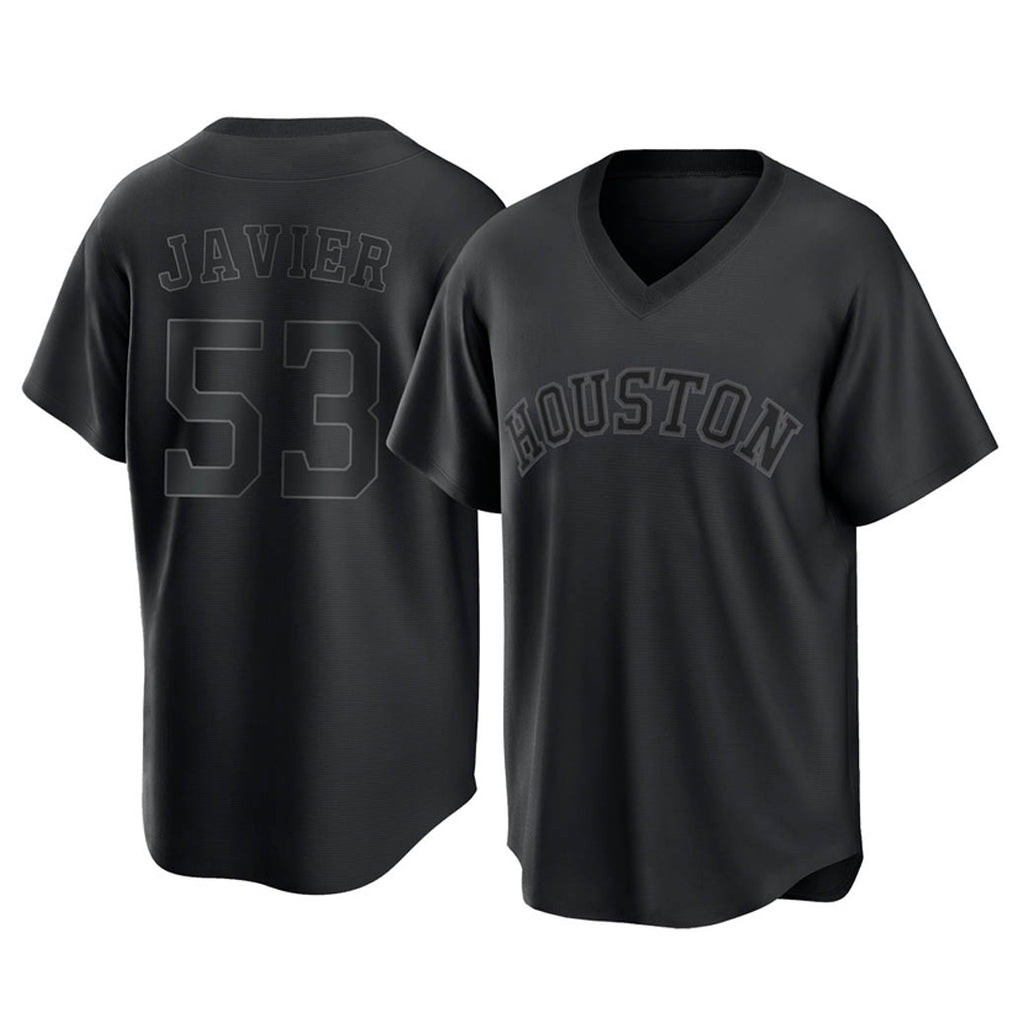 harde H.Astros #53 Cristian Javier Player Black Fashion T-shirt Home Game Stitched Jerseys