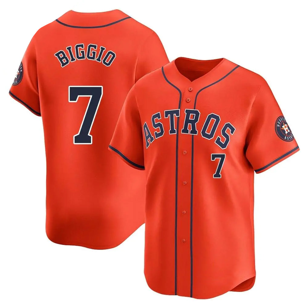 harde H.Astros #7 Craig Biggio Player Orange Home Limited Stitched Jerseys