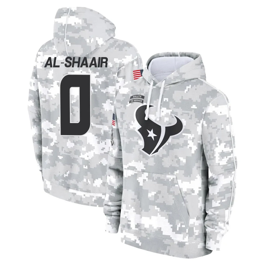 harde H.Texans #0 Azeez Al-Shaair Player Arctic Camo Salute to Service Hoodies Limited Game Stitched Jerseys