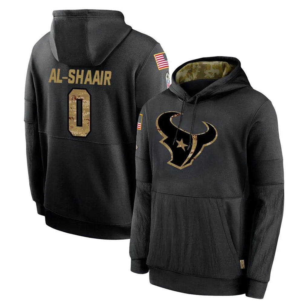 harde H.Texans #0 Azeez Al-Shaair Player Black Salute to Service Hoodies Limited Game Stitched Jerseys