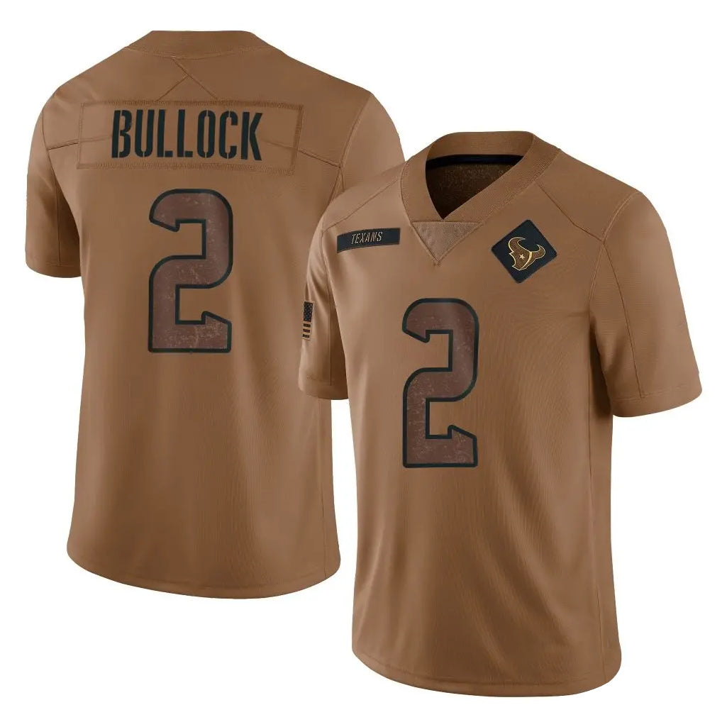 harde H.Texans #2 Calen Bullock Player Brown Salute To Service Limited Stitched Jerseys