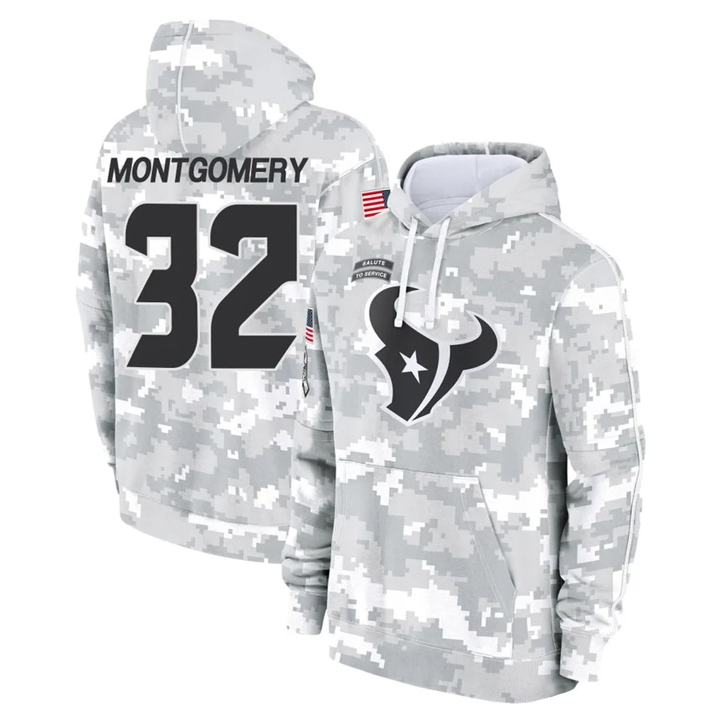 harde H.Texans #32 David Montgomery Player Arctic Camo Salute to Service Hoodies Limited Game Stitched Jerseys