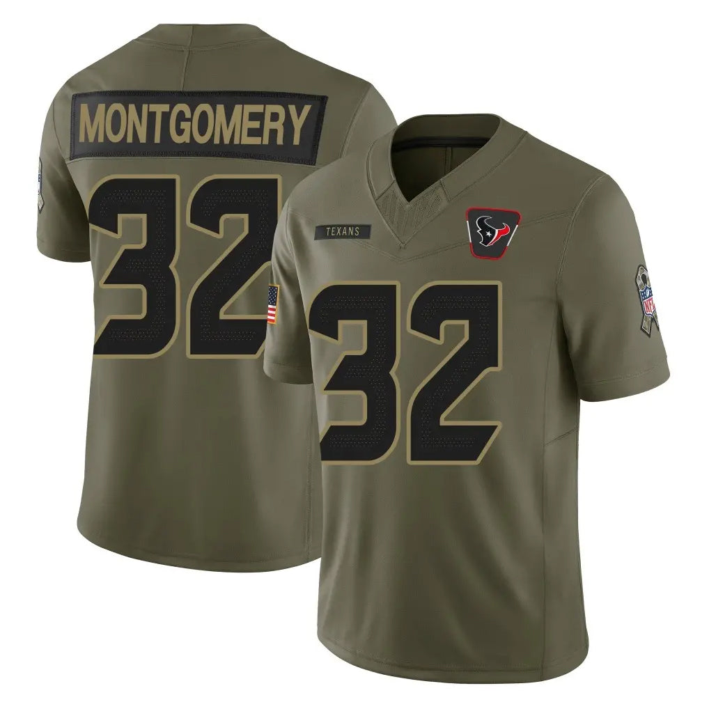 harde H.Texans #32 David Montgomery Player Olive 2025 Salute To Service Limited Game Stitched Jerseys
