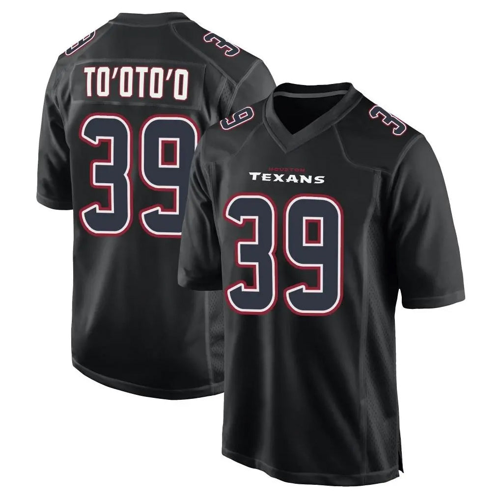 harde H.Texans #39 Henry To'oTo'o Player Black Fashion Home Game Stitched Jerseys