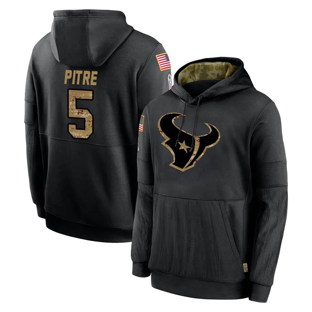 harde H.Texans #5 Jalen Pitre Player Black Salute to Service Hoodies Limited Game Stitched Jerseys