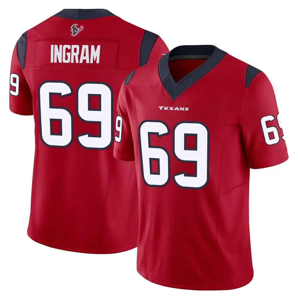 harde H.Texans #69 Ed Ingram Player Red Limited Vapor F.U.S.E. Home Game Stitched Jerseys