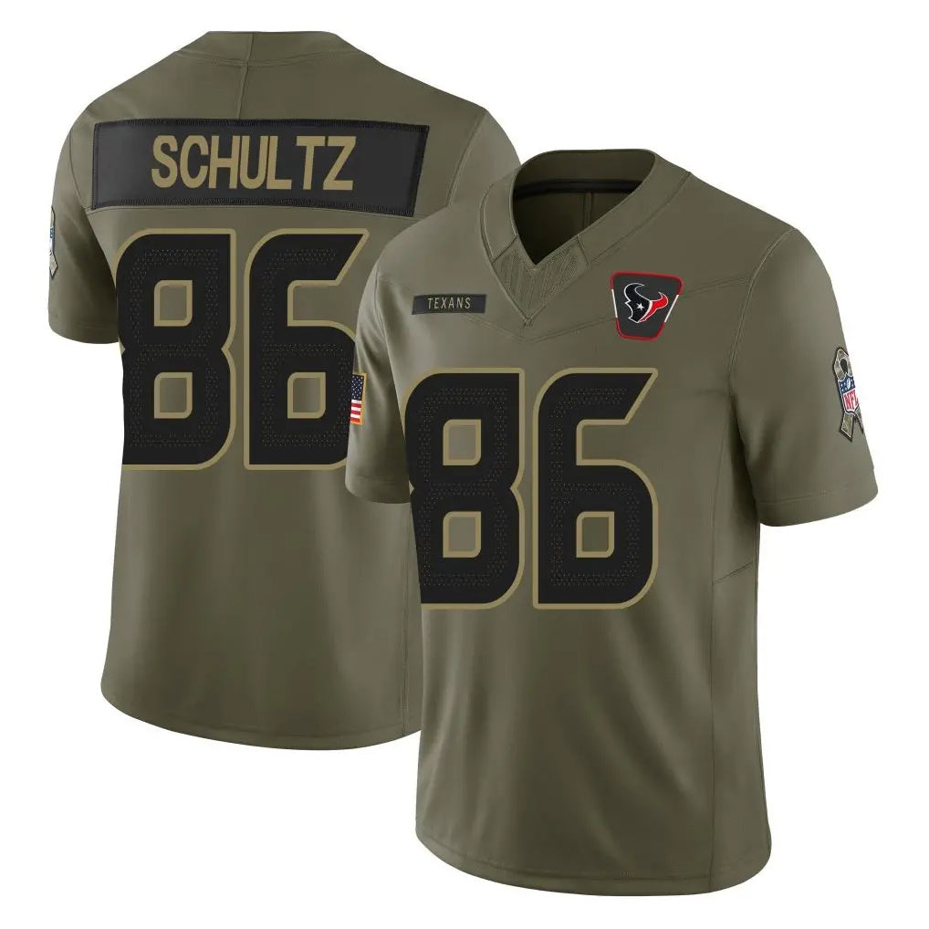 harde H.Texans #86 Dalton Schultz Player Olive 2025 Salute To Service Limited Game Stitched Jerseys