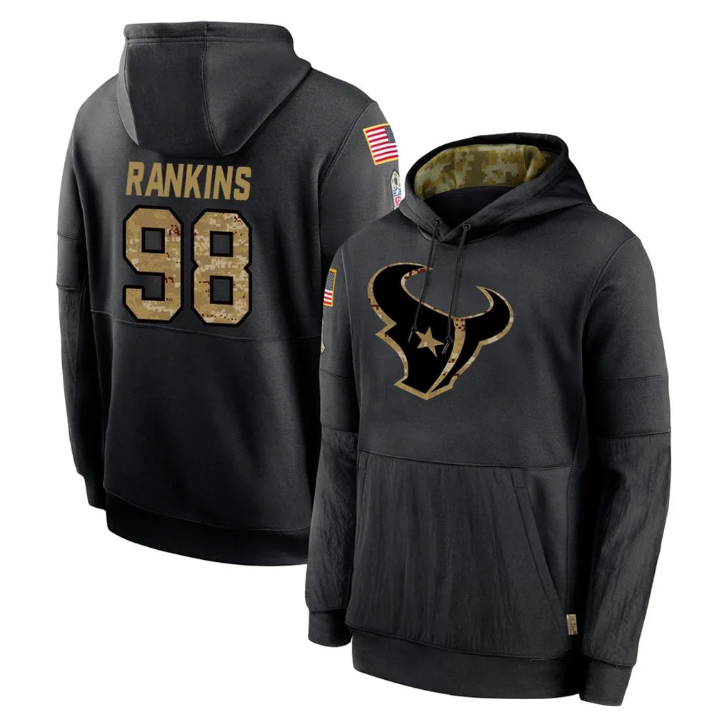 harde H.Texans #98 Sheldon Rankins Player Black Salute to Service Hoodies Limited Game Stitched Jerseys