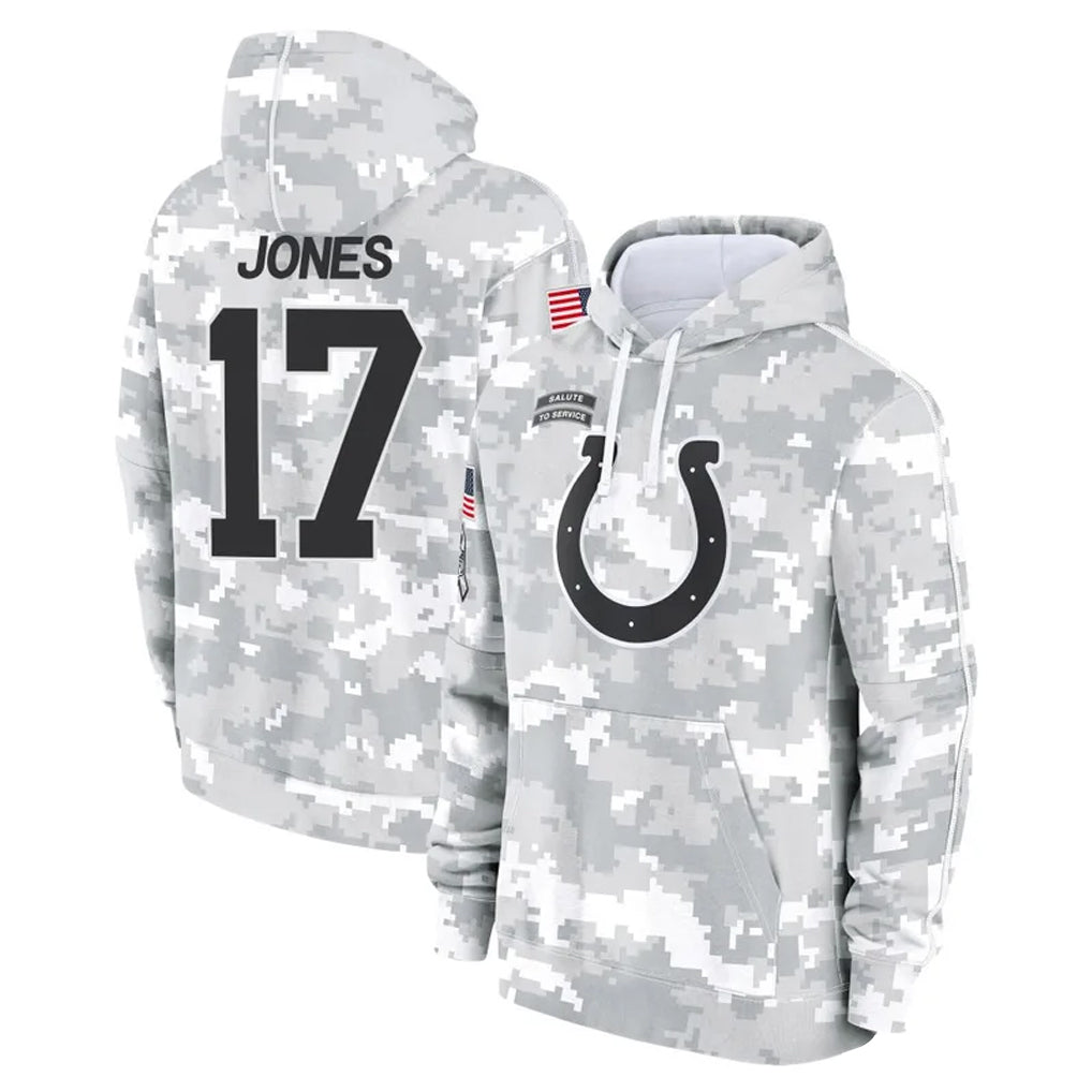 harde IN.Colts #17 Daniel Jones Player Arctic Camo Salute to Service Hoodies Limited Game Stitched Jerseys