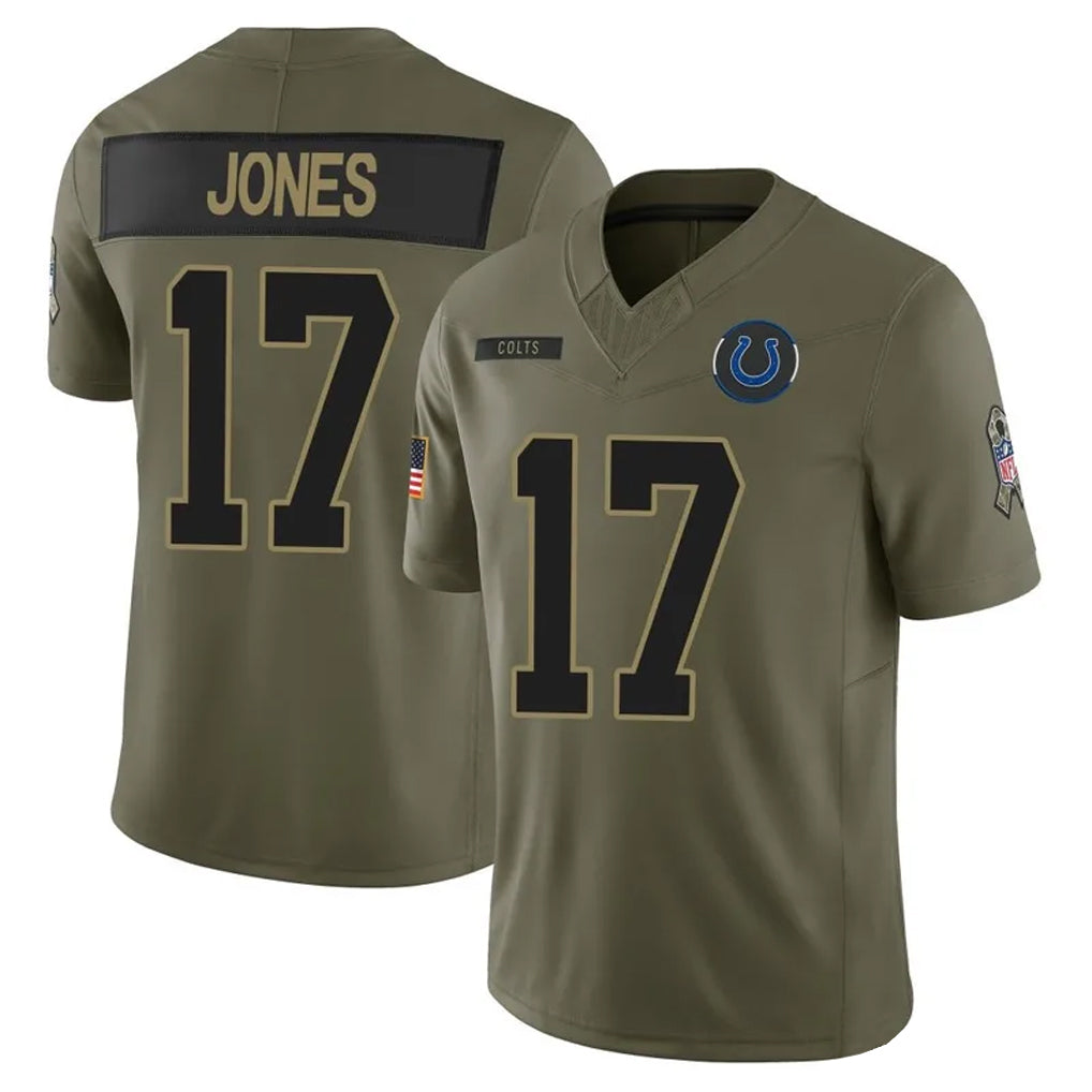 harde IN.Colts #17 Daniel Jones Player Salute to Service Limited Olive Stitched Jerseys