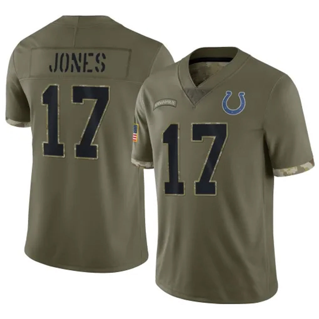harde IN.Colts #17 Daniel Jones Player Salute to Service Olive Stitched Jerseys
