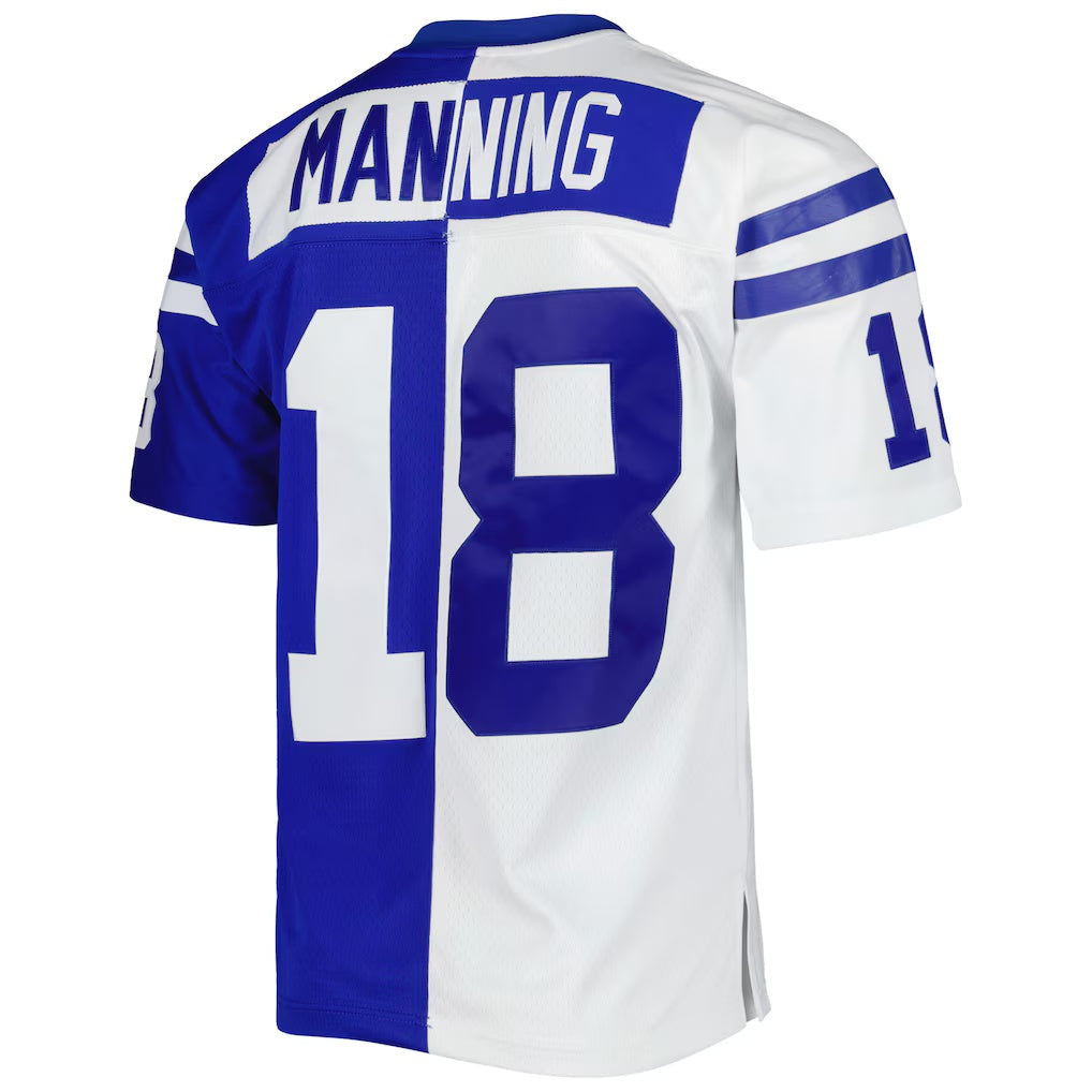 harde IN.Colts #18 Peyton Manning Mitchell & Ness Royal-White Split Legacy Replica Stitched Jerseys