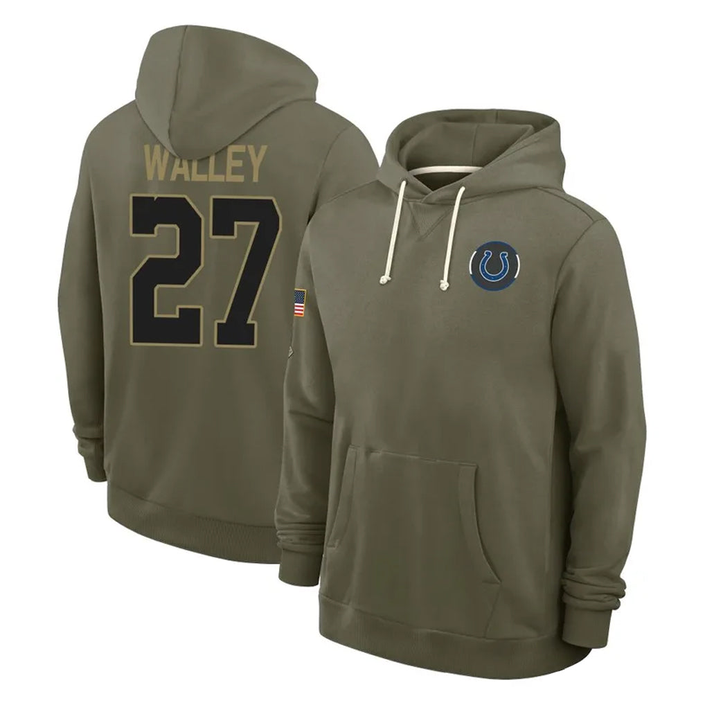 harde IN.Colts #27 Justin Walley Player Olive Salute to Service Pullover Hoodies Limited Stitched Jerseys