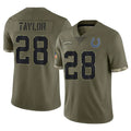 harde IN.Colts #28 Jonathan Taylor Player Olive Salute To Service Limited Stitched Jerseys