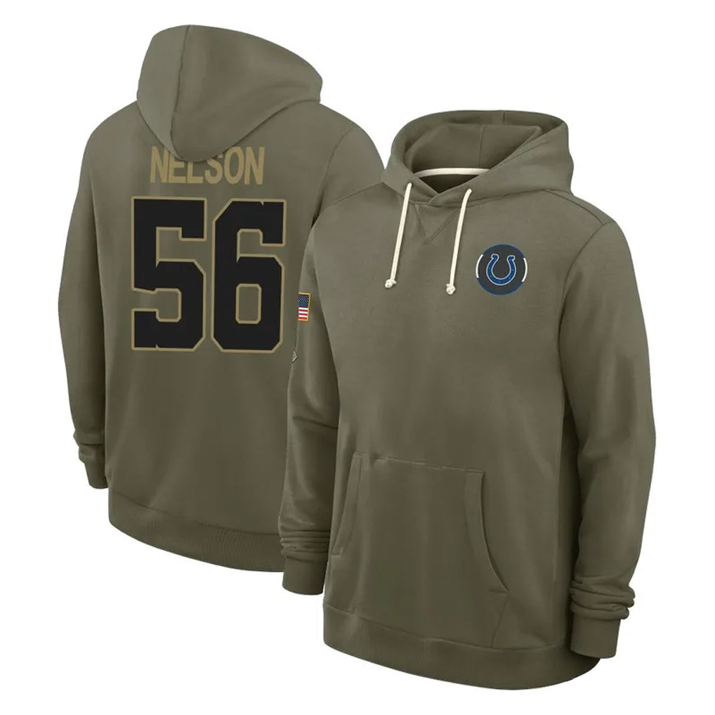 harde IN.Colts #56 Quenton Nelson Player Olive Salute to Service Pullover Hoodies Limited Stitched Jerseys