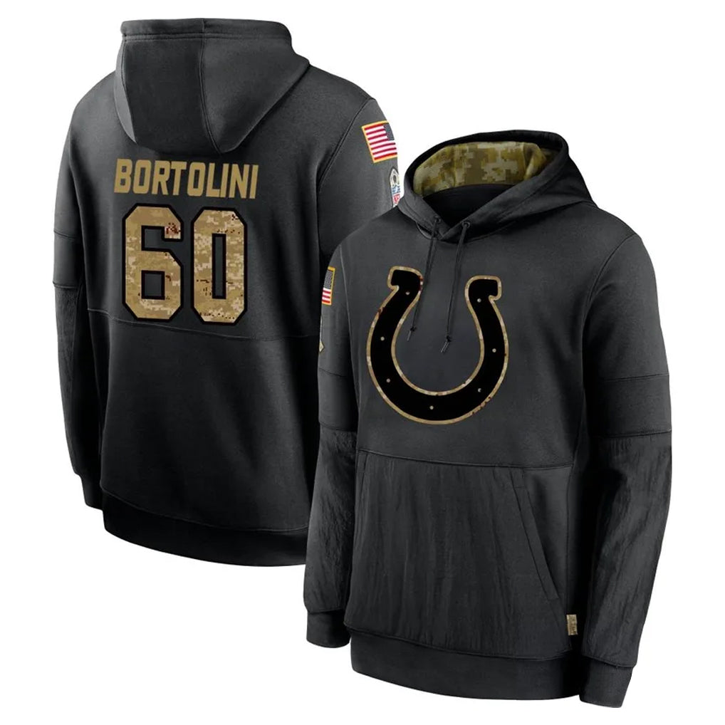 harde IN.Colts #60 Tanor Bortolini Player Black Salute to Service Hoodies Limited Game Stitched Jerseys
