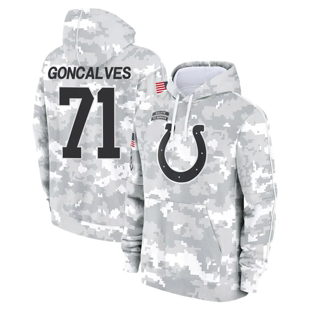harde IN.Colts #71 Matt Goncalves Player Arctic Camo Salute to Service Hoodies Limited Game Stitched Jerseys