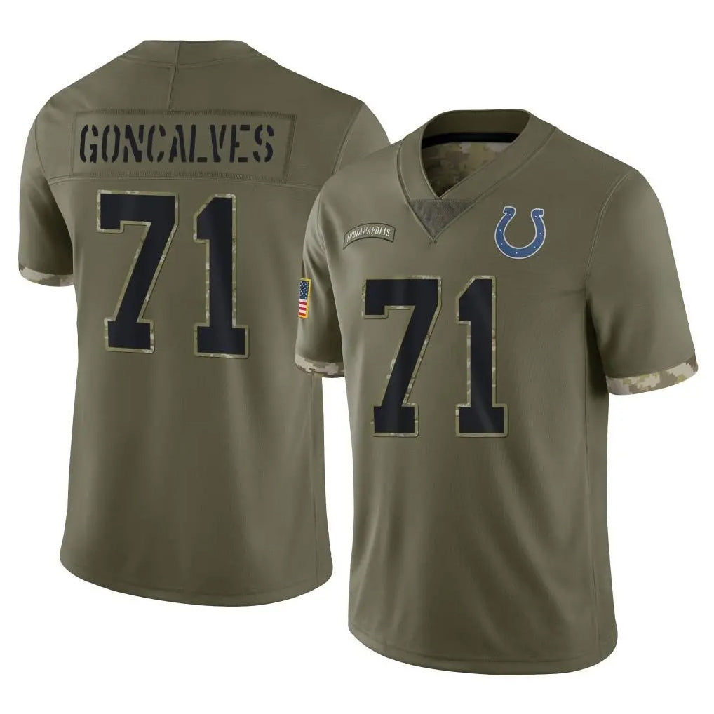 harde IN.Colts #71 Matt Goncalves Player Olive Salute To Service Limited Stitched Jerseys
