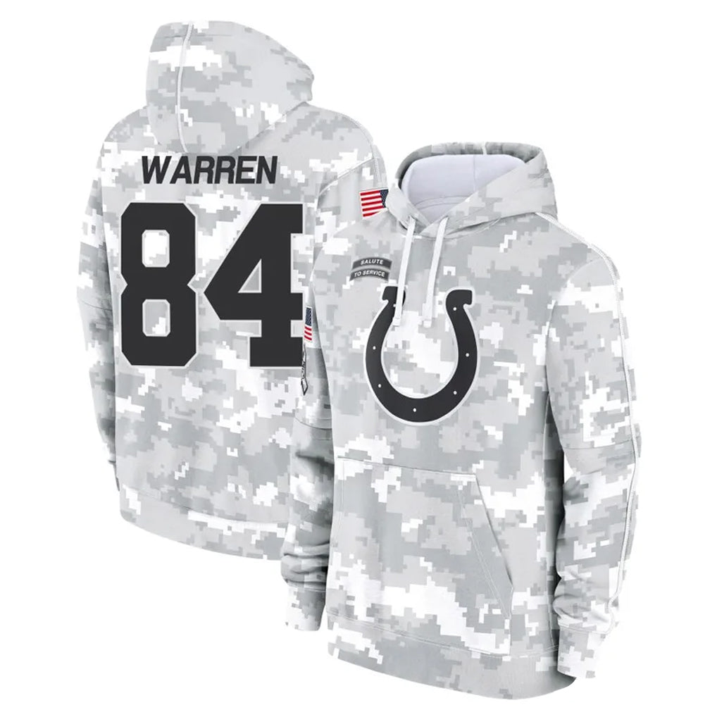 harde IN.Colts #84 Tyler Warren Player Arctic Camo Salute to Service Hoodies Limited Game Stitched Jerseys