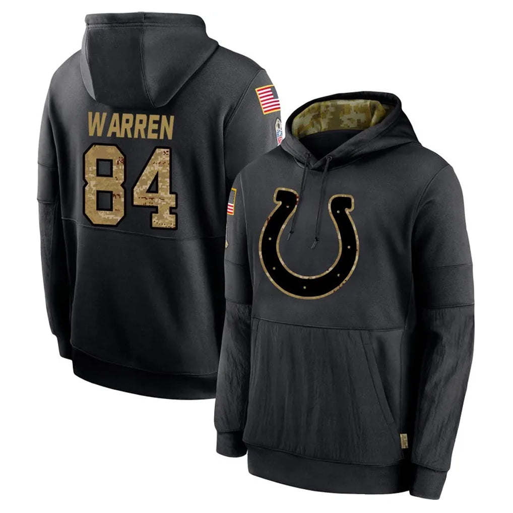 harde IN.Colts #84 Tyler Warren Player Black Salute to Service Hoodies Limited Game Stitched Jerseys