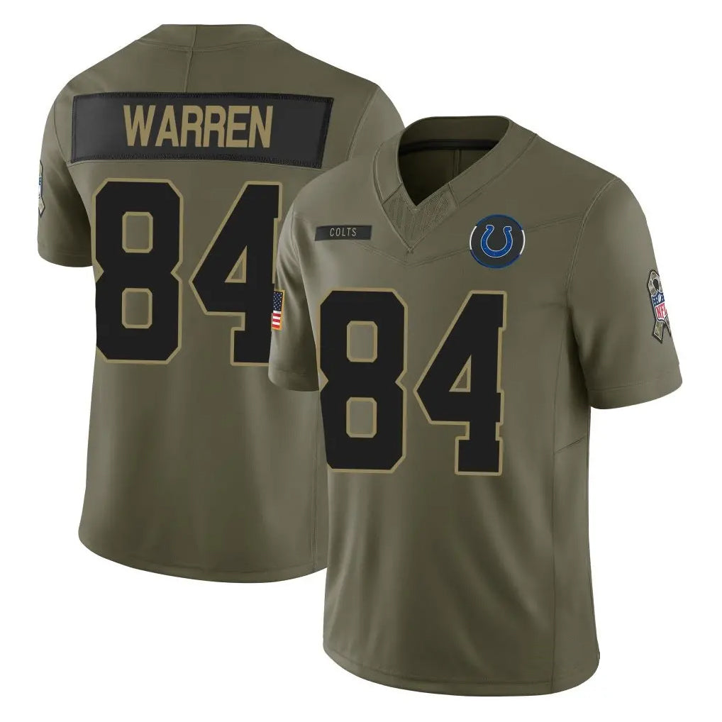 harde IN.Colts #84 Tyler Warren Player Salute To Service Limited Olive Stitched Jersey