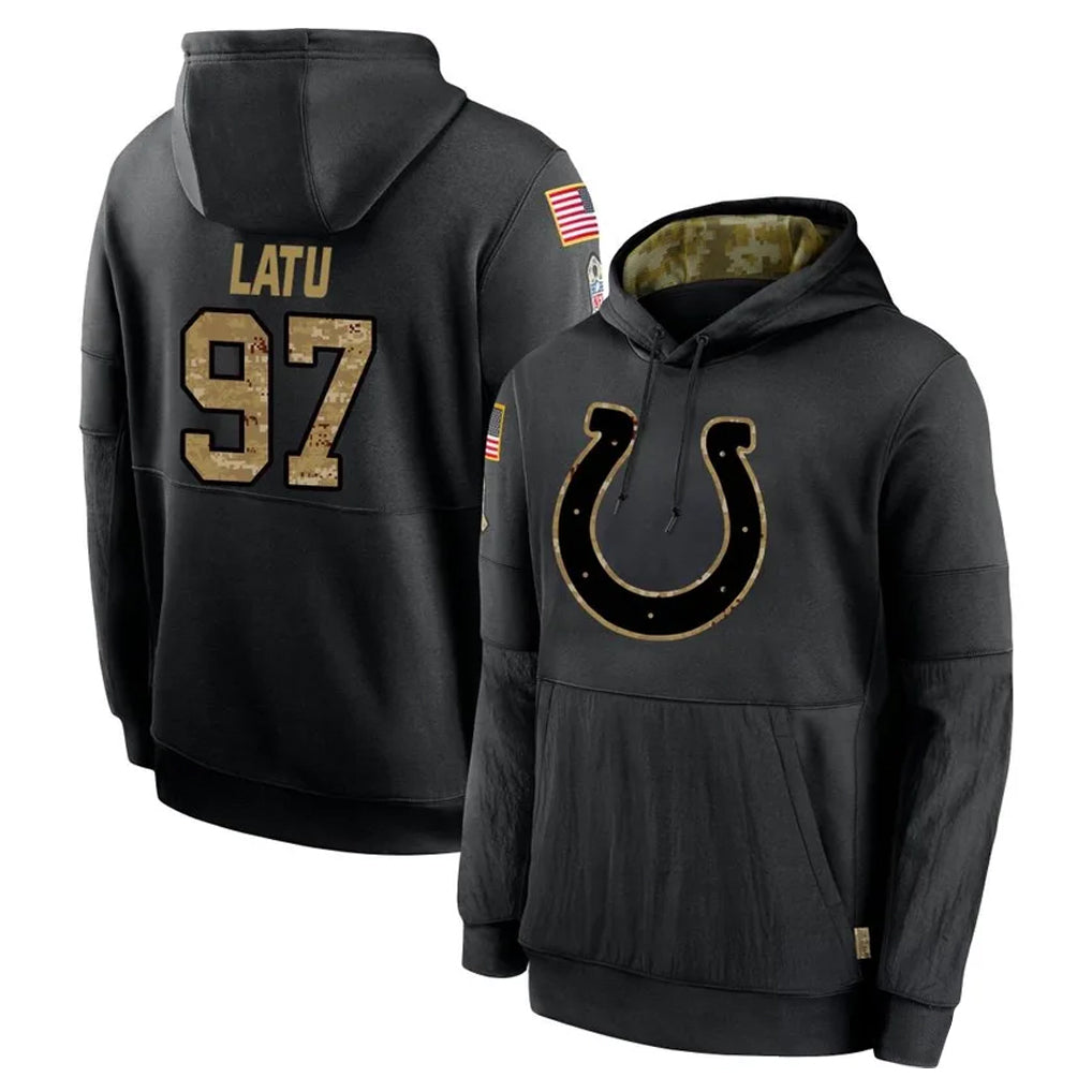 harde IN.Colts #97 Laiatu Latu Player Black Salute to Service Hoodies Limited Game Stitched Jerseys