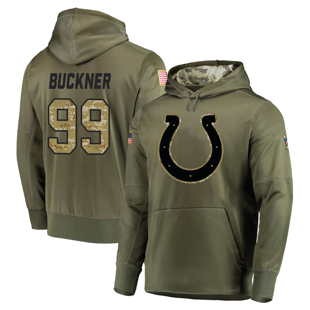 harde IN.Colts #99 DeForest Buckner Player Olive Salute to Service Pullover Hoodies Home Game Stitched Jerseys