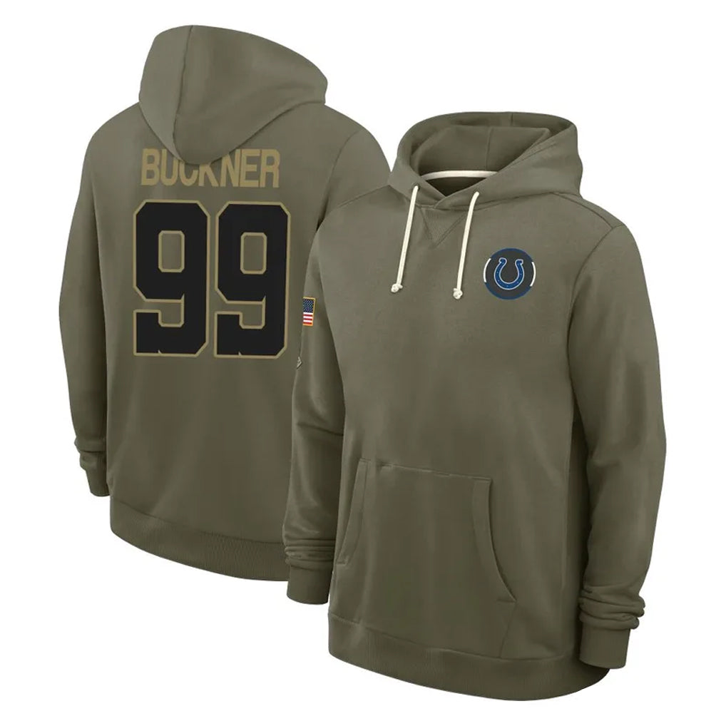 harde IN.Colts #99 DeForest Buckner Player Olive Salute to Service Pullover Hoodies Limited Stitched Jerseys