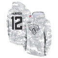 harde J.Jaguars #12 Travis Hunter Player Arctic Camo Salute to Service Hoodies Limited Game Stitched Jerseys