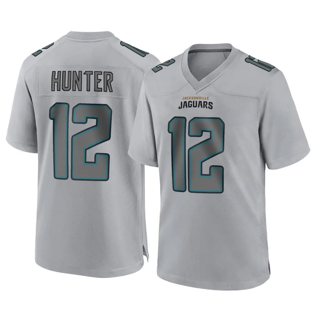 harde J.Jaguars #12 Travis Hunter Player Gray Atmosphere Fashion Home Game Stitched Jerseys