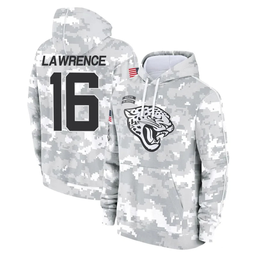 harde J.Jaguars #16 Trevor Lawrence Player Arctic Camo Salute to Service Hoodies Limited Game Stitched Jerseys
