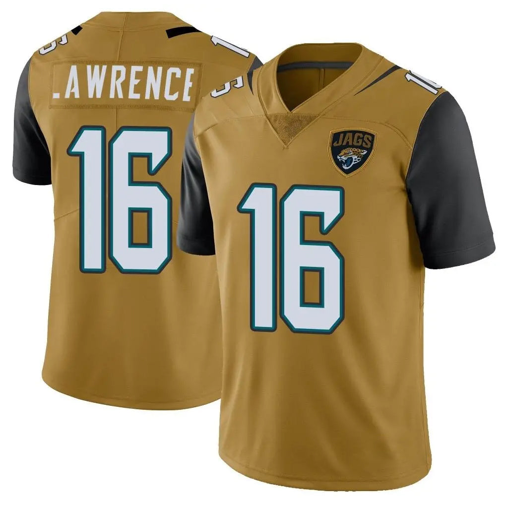 harde J.Jaguars #16 Trevor Lawrence Player Gold Vapor Limited Home Game Stitched Jerseys