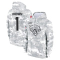 harde J.Jaguars #1 Montaric Brown Player Arctic Camo Salute to Service Hoodies Limited Game Stitched Jerseys