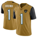 harde J.Jaguars #1 Montaric Brown Player Gold Vapor Limited Home Game Stitched Jerseys