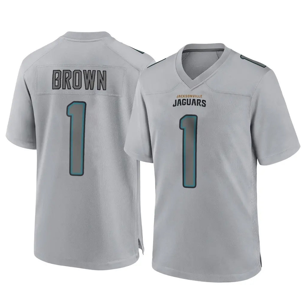 harde J.Jaguars #1 Montaric Brown Player Gray Atmosphere Fashion Home Game Stitched Jerseys