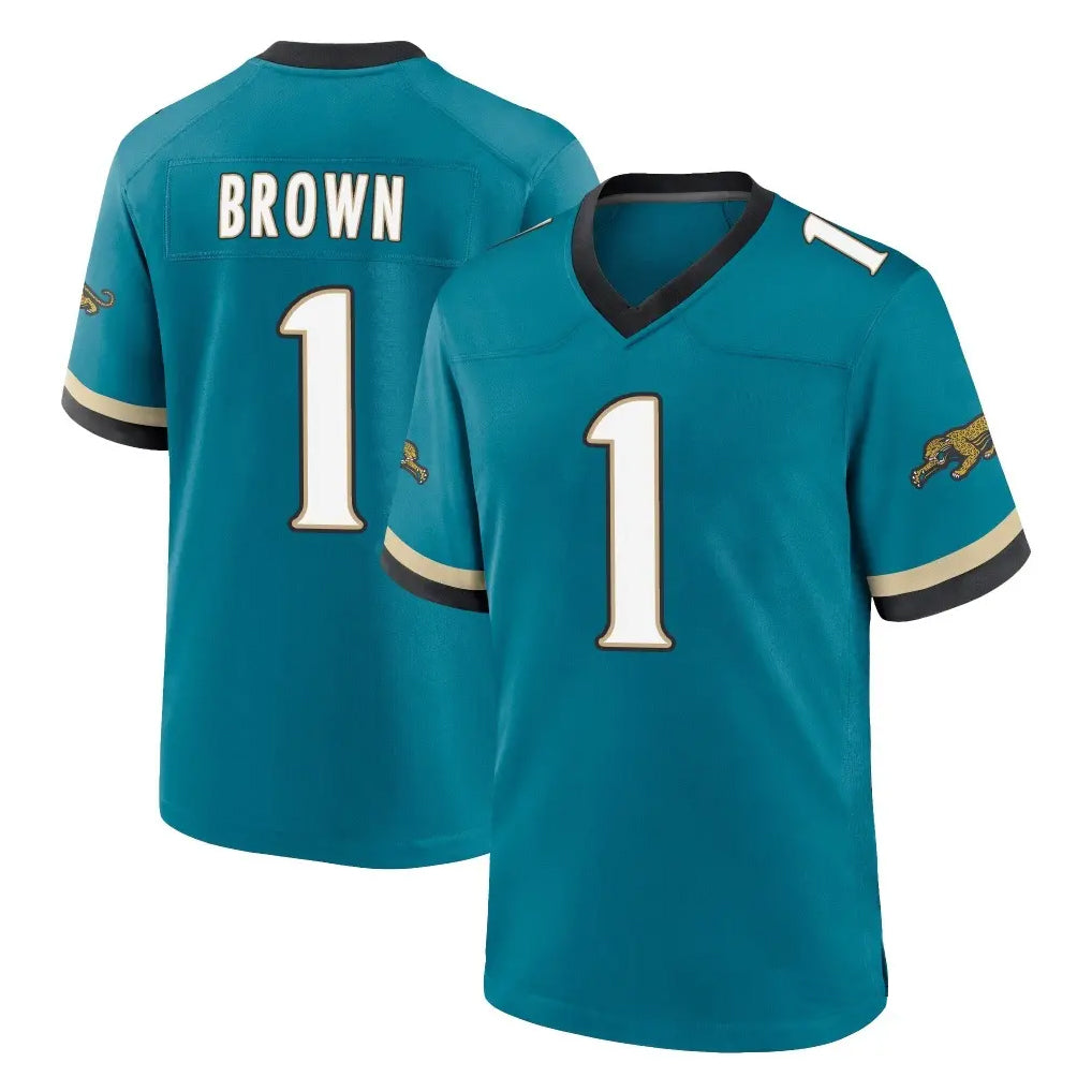 harde J.Jaguars #1 Montaric Brown Player Teal Prowler Throwback Limited Home Game Stitched Jerseys